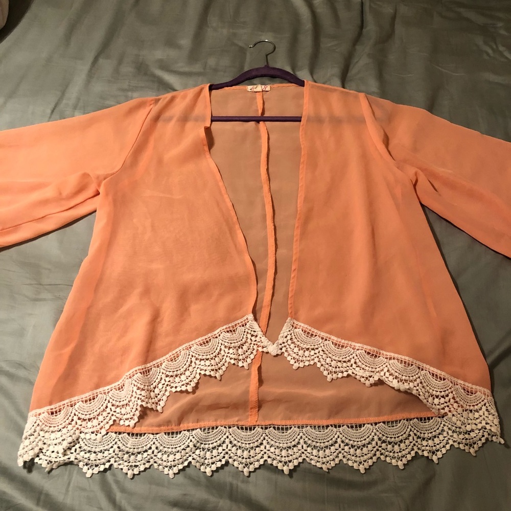 Peach/Ivory Lace cardigan